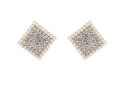 Full Rhinestone Square Geometric Earrings