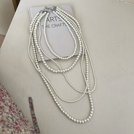 Simple Multi-layer Pearl Women's Necklace Long