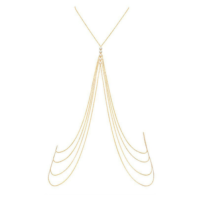 Sexy Hottie Geometric Imitation Pearl Multi-layer Body Chain