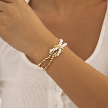 Twisted Pearls Double Stranded Beaded Bracelet