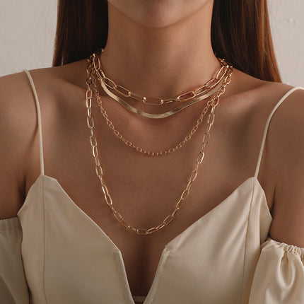 Multiple Paperclip Chain Layer Necklace Set