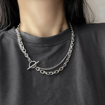 Multi Double Layer Necklace Choker Chain Necklace - FASHION SHEGOODS LLC