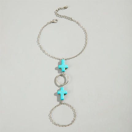 Bohemian Beach Natural turquoise Cross Anklet Bracelet