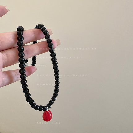 Glass Bead Drop Necklace - FASHION SHEGOODS LLC