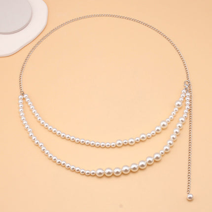 Sexy Body Chain Double-Layer Imitation Pearl Waist Chain