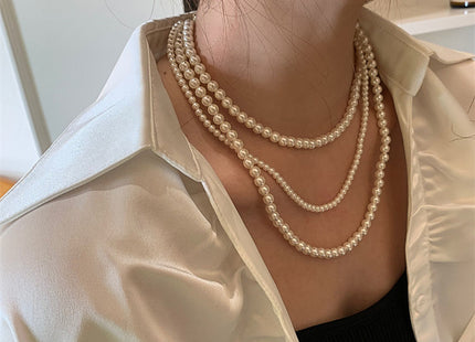 Multi-layer Artificial Pearl Beaded Necklace