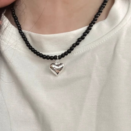 Glass Beads CCB Peach Heart Necklaces