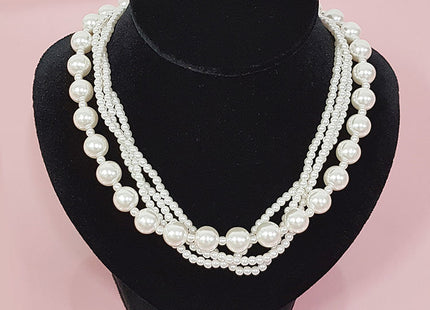 Multilayer Strand Chain Pearls Long Choker Necklace