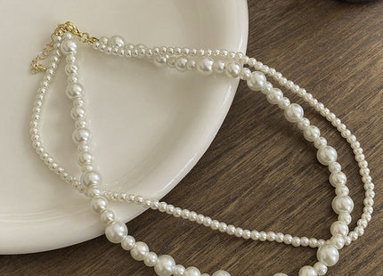 Women's Double Strand Classic Simulated Glass Pearl Necklace