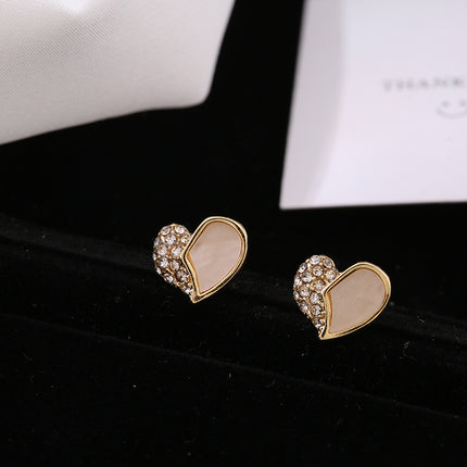 Heart Tiny Studs Rhinestone Earrings - FASHION SHEGOODS LLC