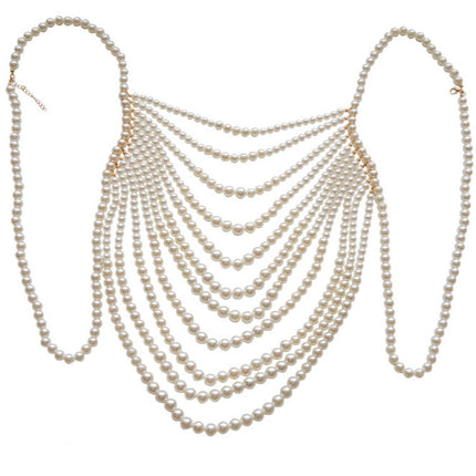 Sexy Breast Body Chain Pearl Bra Bikini Pearl Chain Body Jewelry