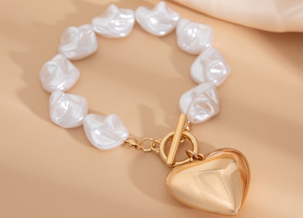 Baroque Imitated Pearl Peach Heart Pendant Necklaces/Bracelets
