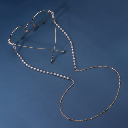 White Pearl Metal Gold Sunglasses Chain