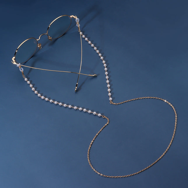 White Pearl Metal Gold Sunglasses Chain