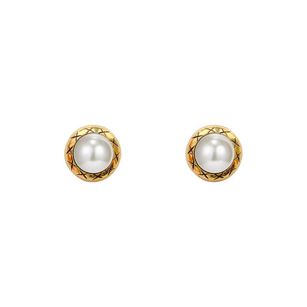 Classic Round Pearl Stud Earrings