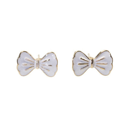 White Bow Stud Earrings