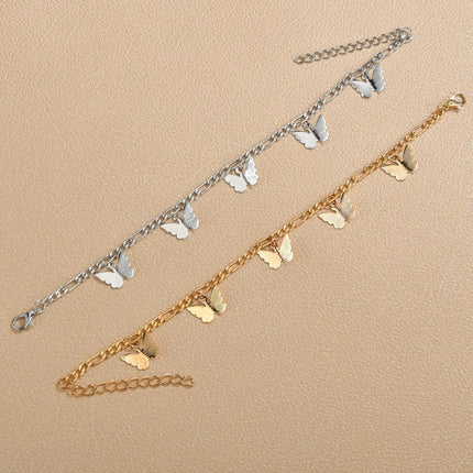 Snake Bone Chain Butterfly Pendant Anklet Jewelry