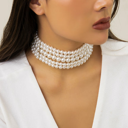 Handmade Beaded Multi Layer Pearl Necklace Statement - FASHION SHEGOODS LLC