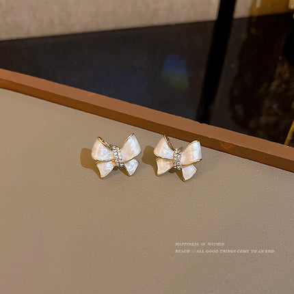 Flower Bowknot Pearl Earrings - FASHION SHEGOODS LLC