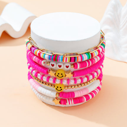 Colorful Smile Polymer Clay Beach Bohemian Bracelets