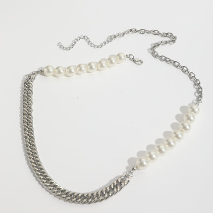 Fashion Pearl Necklace Chunky Cuban Chain