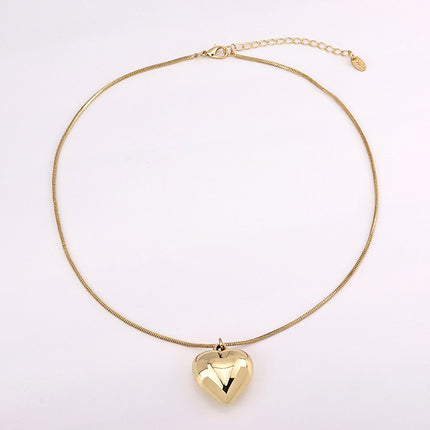 Peach Heart Snake Chain Necklace - FASHION SHEGOODS LLC