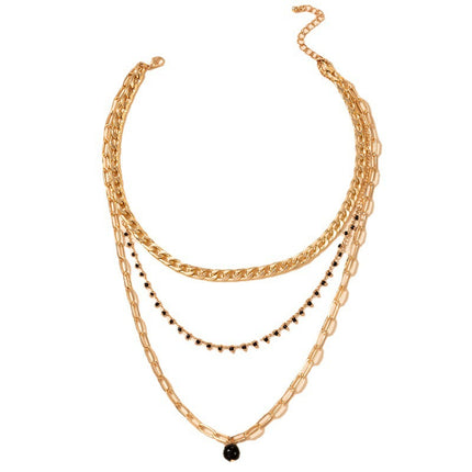 Black bead Charm Chain Necklace for Women