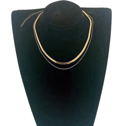 Double Layer Herringbone Snake Chain Necklace