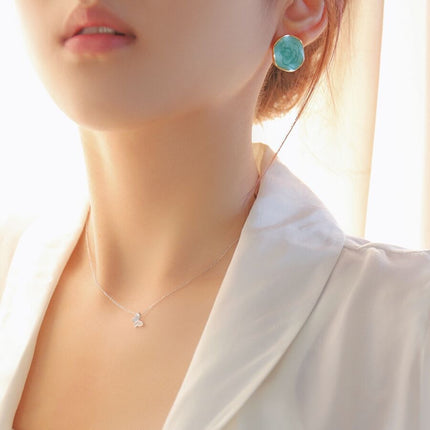 Enamel Green Round Glazed Earrings