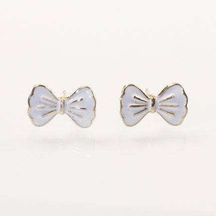 White Bow Stud Earrings