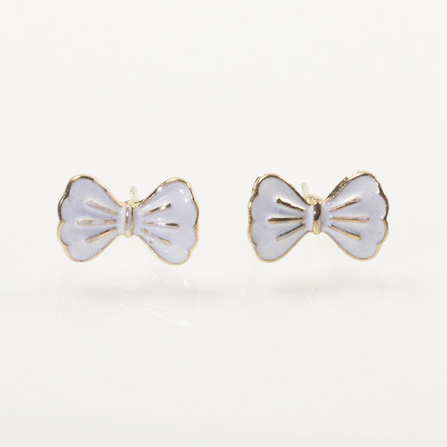 White Bow Stud Earrings