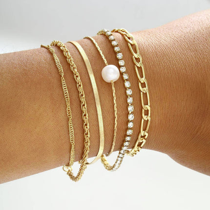 Girls Twist Snake Boho Chunky Chain Bracelets Set
