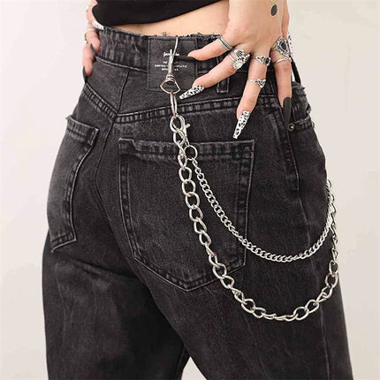 Hip Hop Pants Jean Chain Goth Punk Silver Trousers Chains
