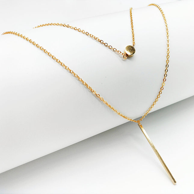 Multi Layered Disc Square Pendant Necklace
