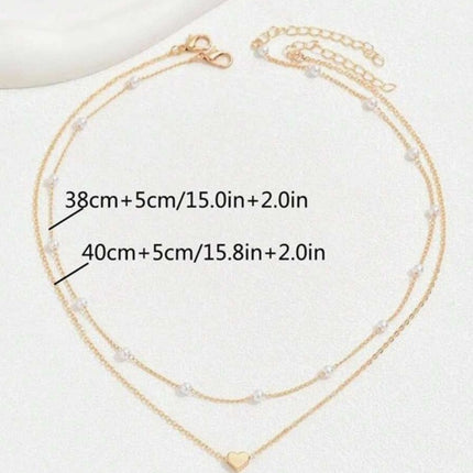 Double Layer Chain Small Love Heart Pendant Necklace
