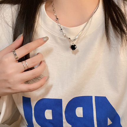 Love Star Rhinestone Chain Necklace Women - FASHION SHEGOODS LLC