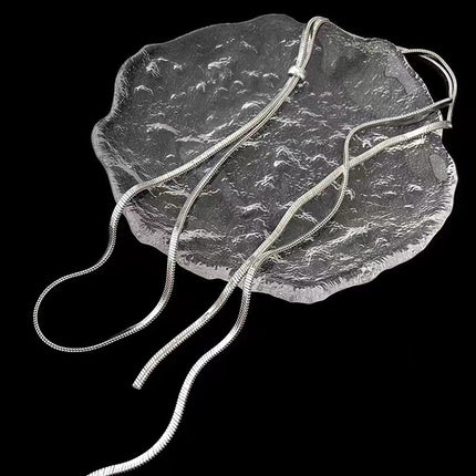 Layering Necklaces Blade Flat Snake Chain Choker Long Tassel - FASHION SHEGOODS LLC