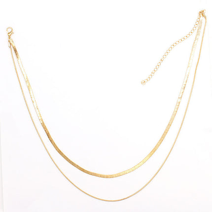 Double Layer Snake Chain Necklace - FASHION SHEGOODS LLC