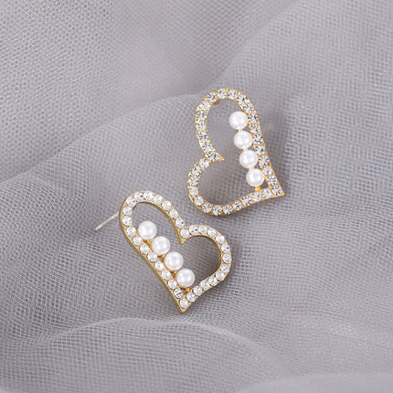 Love Heart Crystal Pearl Earring - FASHION SHEGOODS LLC