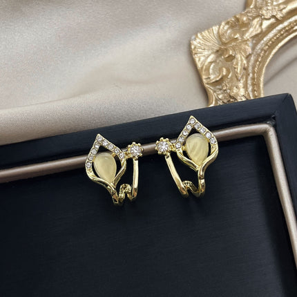 Geometric Opal Stud Earrings - FASHION SHEGOODS LLC