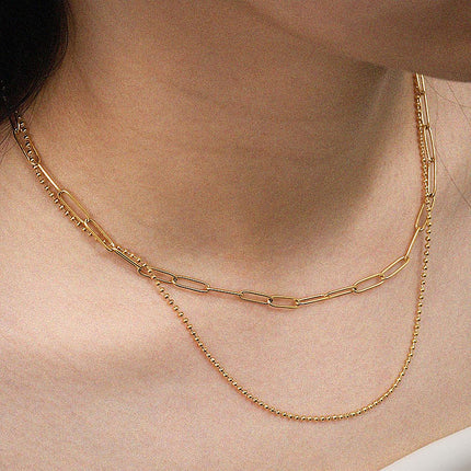 Layered Paper Clip Chain Necklaces for Women - FASHION SHEGOODS LLC