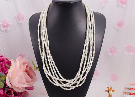 Pearl Necklace Choker Collar 6 Layer Multi