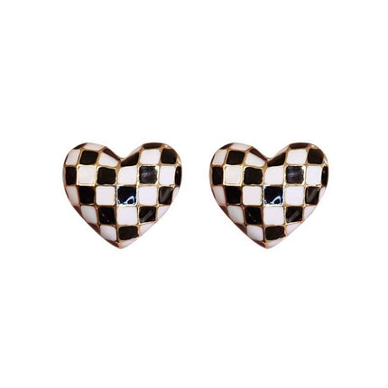 Geometric Love Heart Stud Earrings - FASHION SHEGOODS LLC