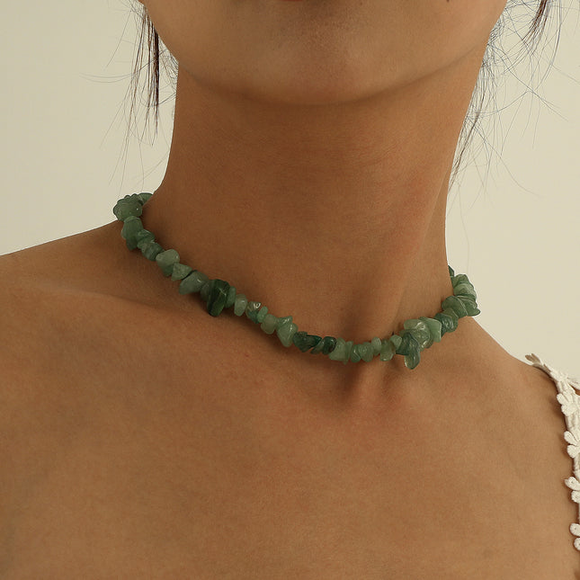 Natural Stone Chip Gravel Crystal Choker Gemstone Necklace