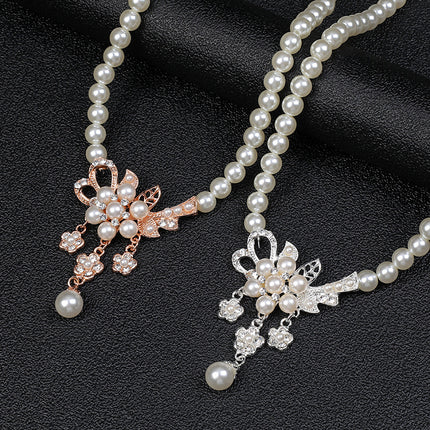 Rhinestone Pearl Wedding Jewelry Set for Bride Bridesmaid