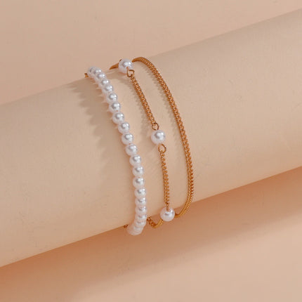 Multi Layers Women Foot Bracelet Beads Pearl Anklet Chain
