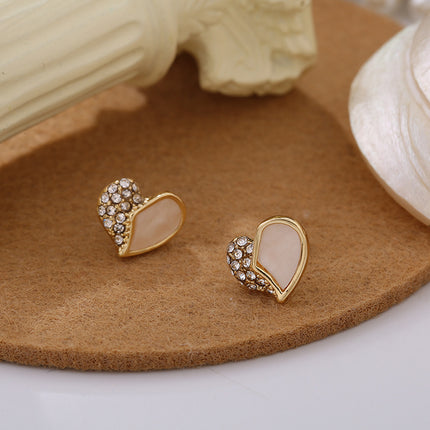Heart Tiny Studs Rhinestone Earrings - FASHION SHEGOODS LLC