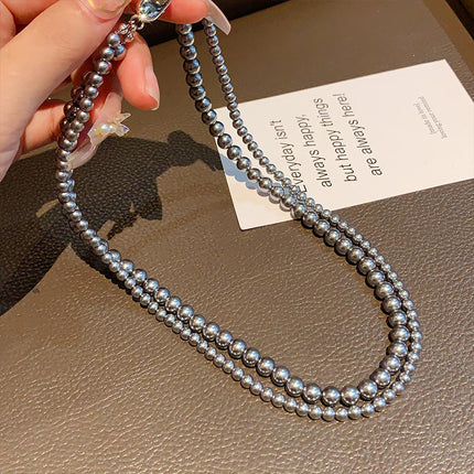 Layered Imitation Grey Pearl Beaded Necklaces - FASHION SHEGOODS LLC