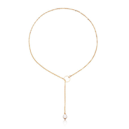 Chain Pearl Pendant Necklace