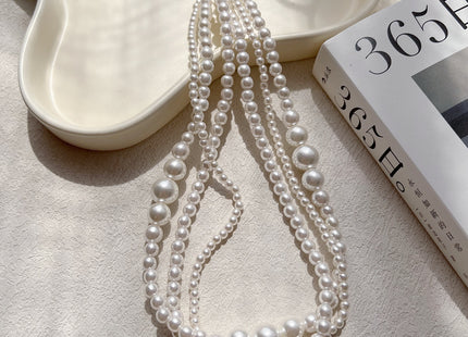 Multilayer Strand Simulated Pearl Statement Necklace